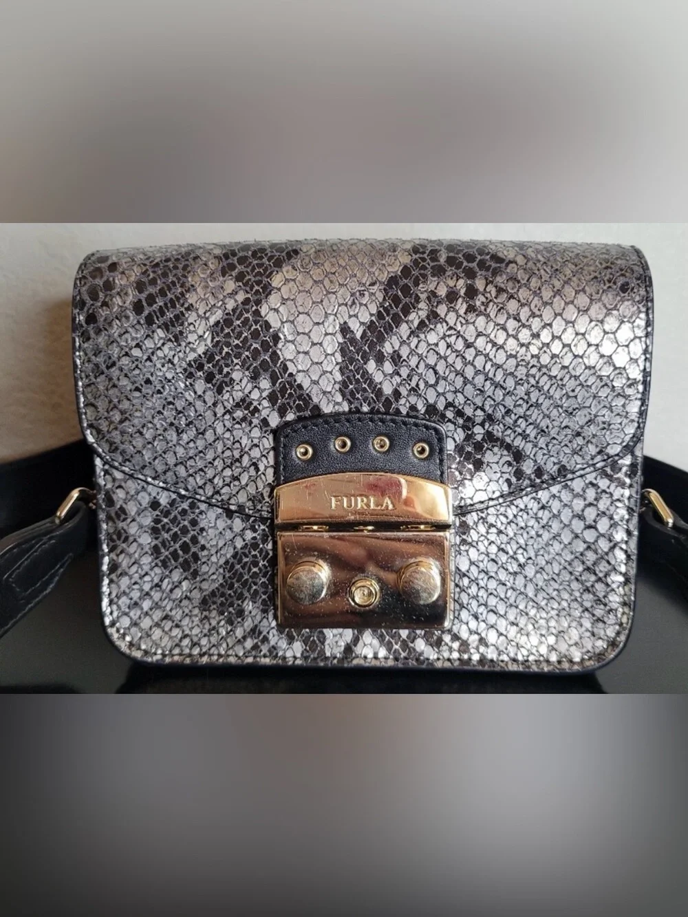 Furla Metropolis Snakeskin Embossed Mini Crossbody Bag